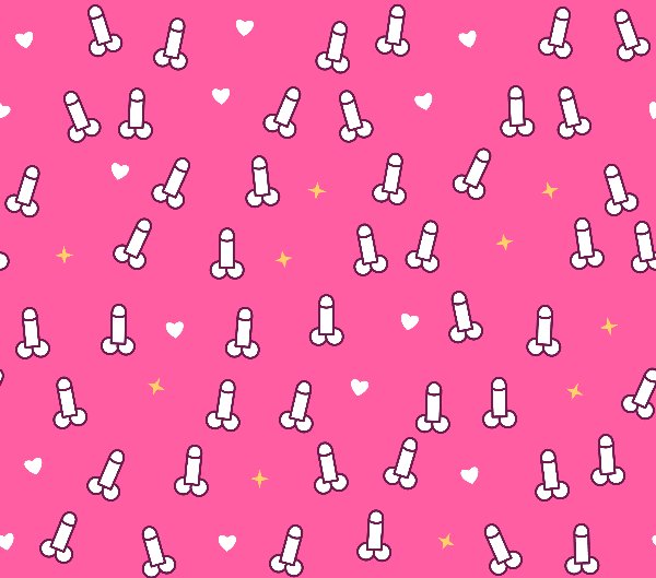 Bachelorette tumbler wrap design: cartoon penis doodles with hearts and sparkles on hot pink