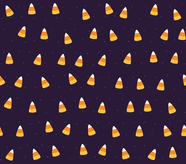 Candy Corn tumbler wrap design: candy corn in yellow, orange and white on dark purple