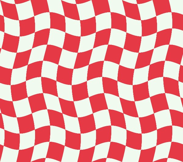Groovy Checker free tumbler wrap design: a wavy red-and-cream checkerboard