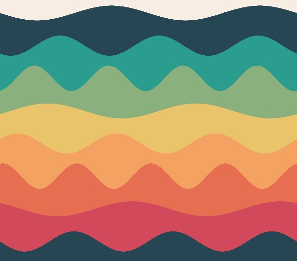 Retro Waves free tumbler wrap design: layered waves in warm retro colours