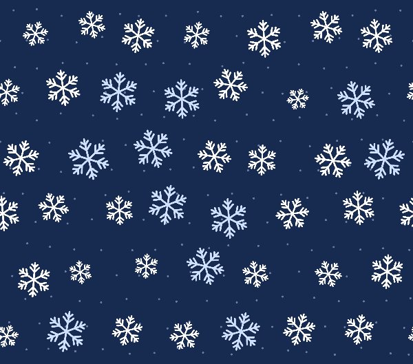 Snowflakes tumbler wrap design: white snowflakes of different sizes on a midnight blue background
